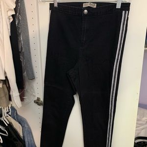 stripped black jeans